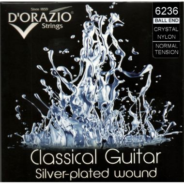 D´Orazio Crystal 6236 nylon normal s kuličkou, stříbřené pro klasickou kytaru