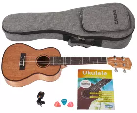 CASCHA HH 2036 CZ Concert Mahogany Ukulele Bundle