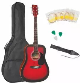 SX Encore EWP-100RB Acoustic Guitar Red Burst